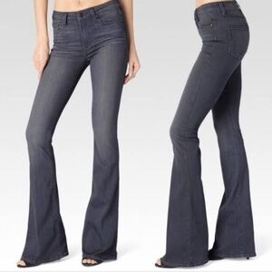 Paige High Rise Bell Canyon Jeans Luna Grey Size 23 Flare Stretch Denim